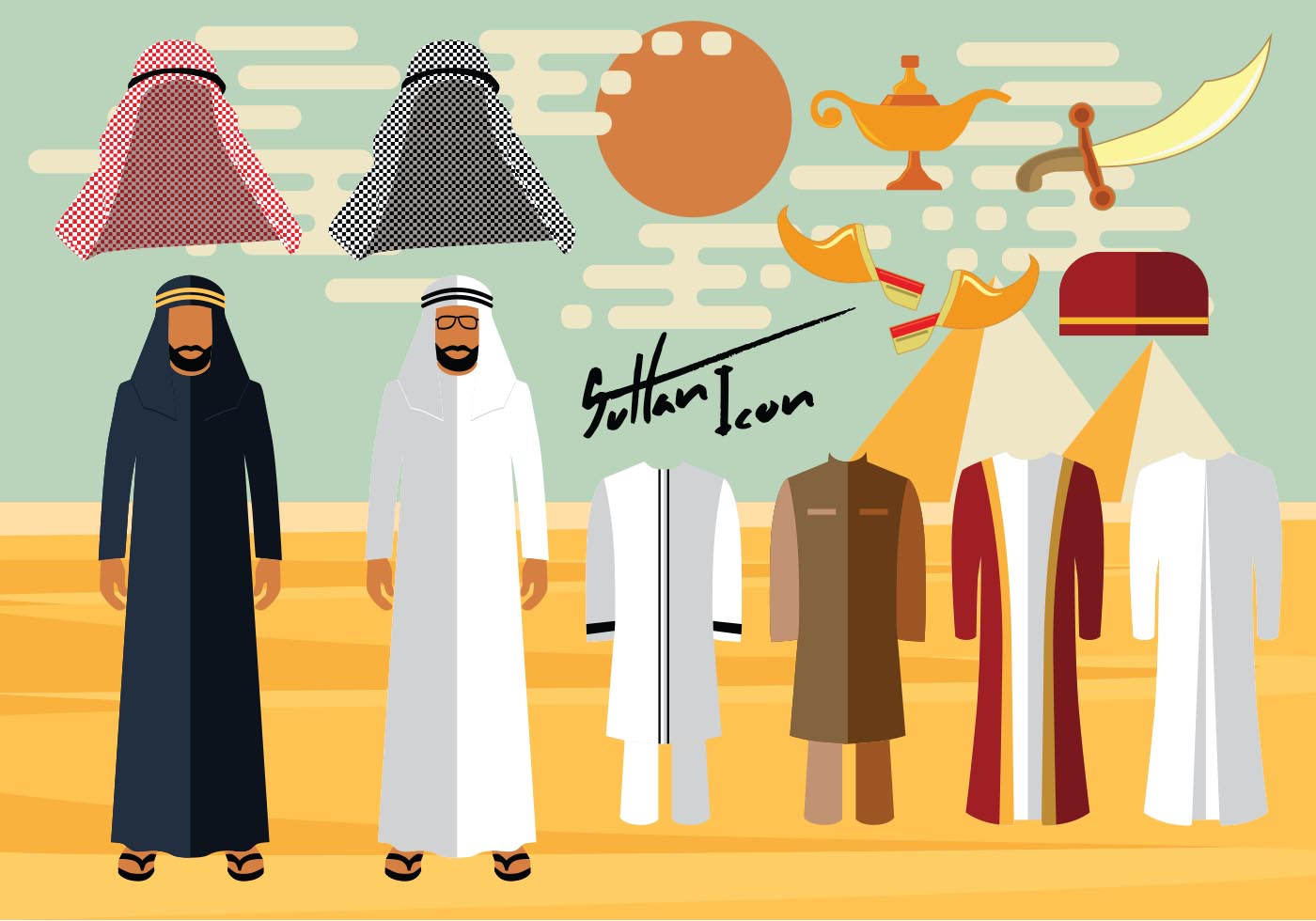 Arab Man Free Vector Art 1400x980 Arab Man Free Vector Art