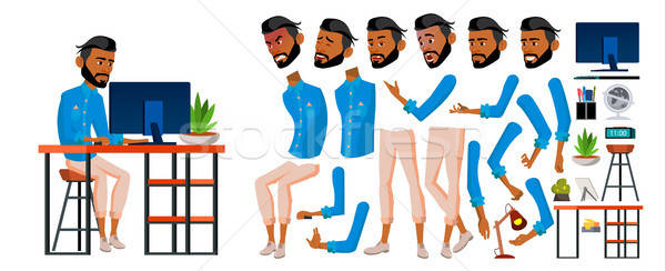 Arab Man Office Worker Vector Business Animation Creation Set 600x244 Arab Man Office Worker Vector Business Animation Creation Set