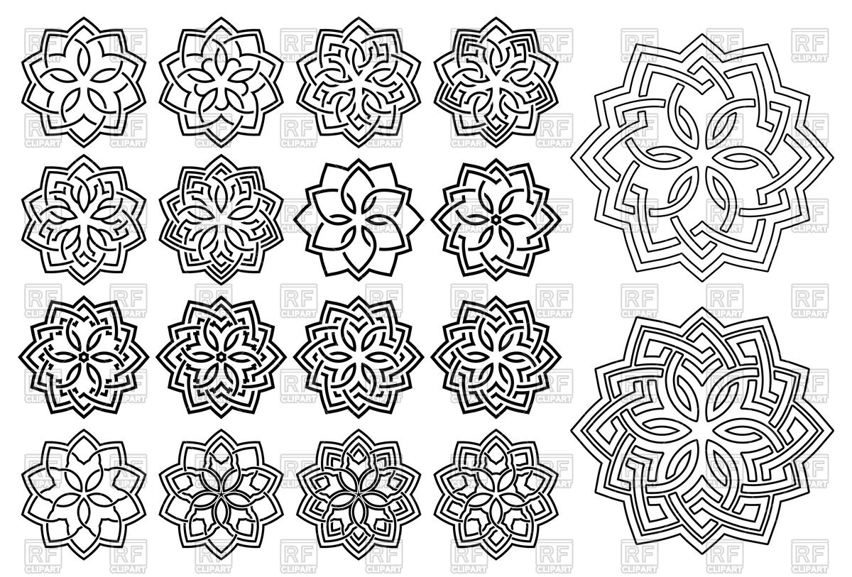 Set Of Ornamental Patterns In Arabesque Style Vector Image 1200x813 Set Of Ornamental Patterns In Arabesque Style Vector Image