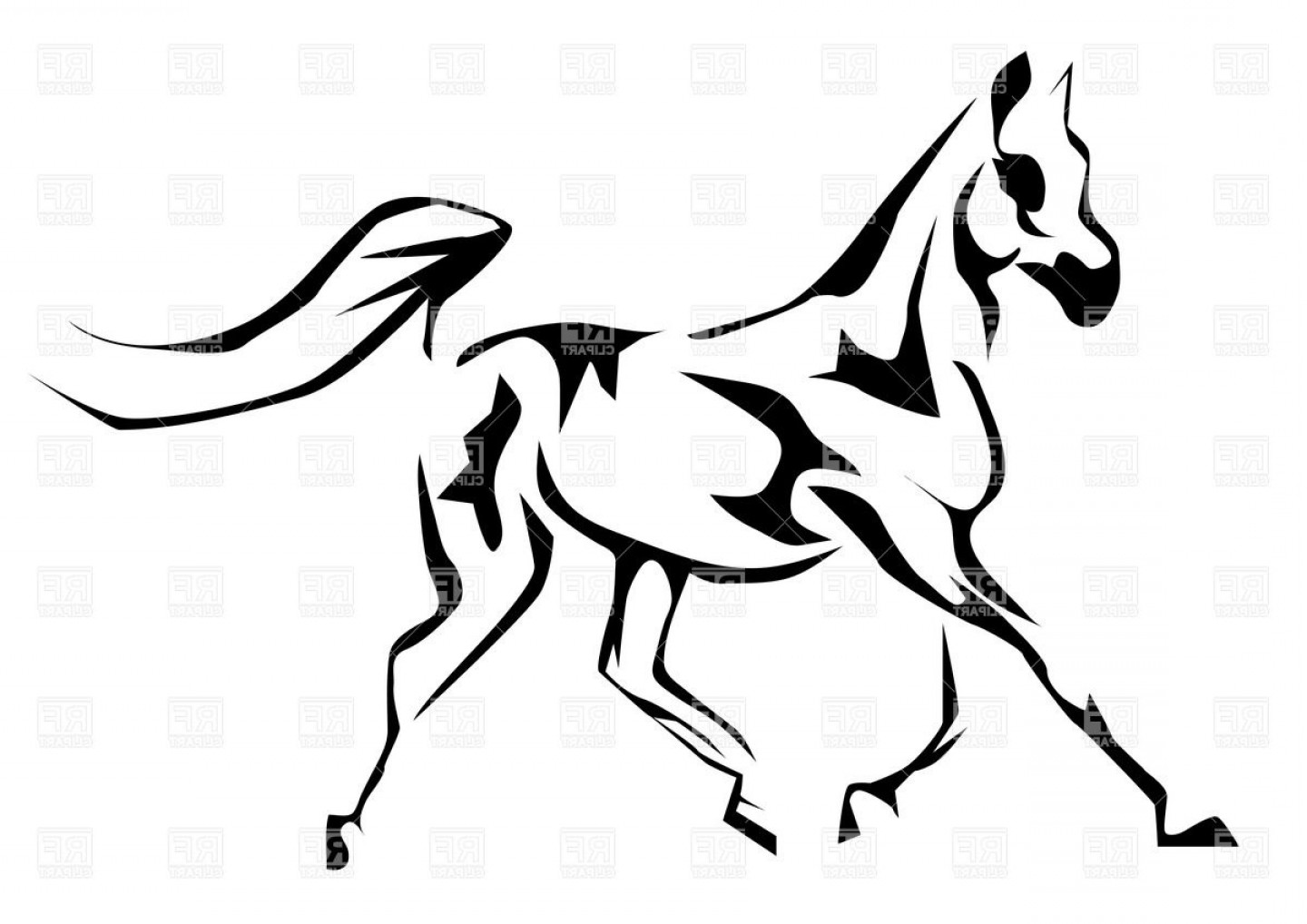1440x1018 Contour Of Arabian Horse Running Trot Vector Clipart Cqrecords
