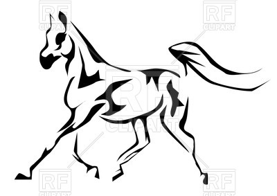 400x283 Contour Of Arabian Horse, Running Trot Vector Image Of Plants