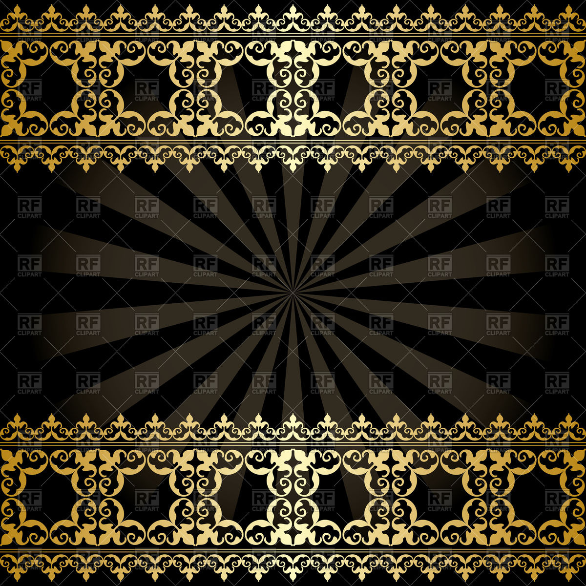 1200x1200 Background With Golden Arabic Decorations And Rays Vector Image