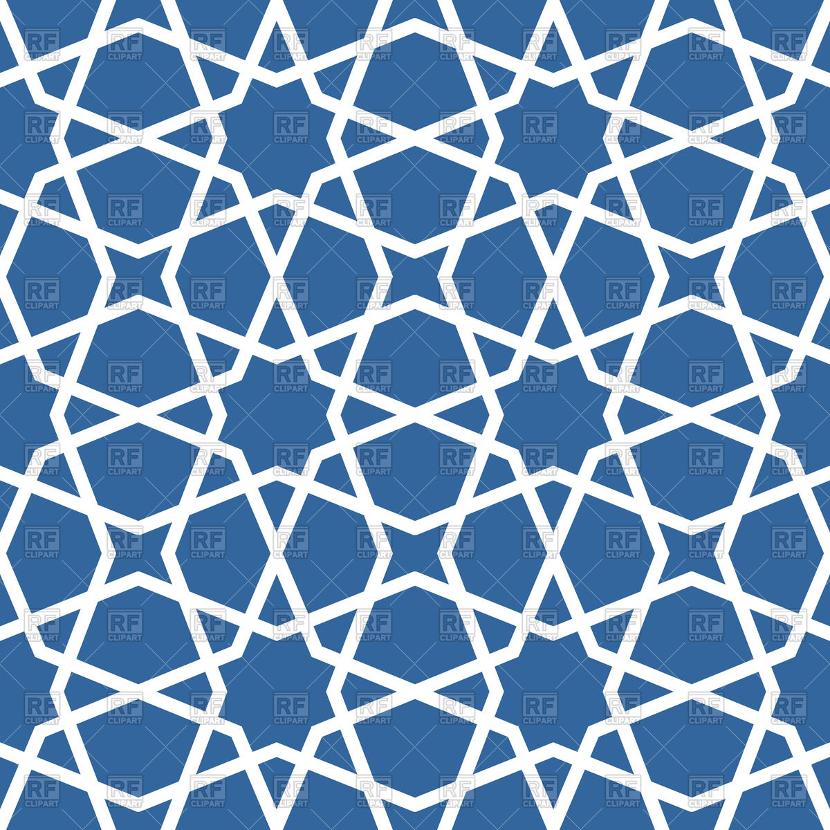 1200x1200 Seamless Arabic Ornament With Stars On Blue Background Vector