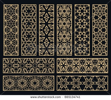 Golden Borders Set Decorative Geometric Line Stock Vector 450x406 Golden Borders Set Decorative Geometric Line Stock Vector