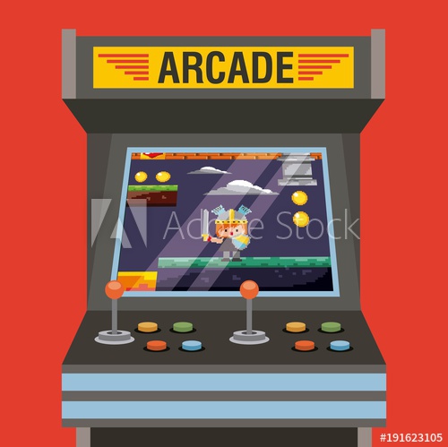 500x499 Arcade Video Game Machine With Level Knight Medieval On Screen