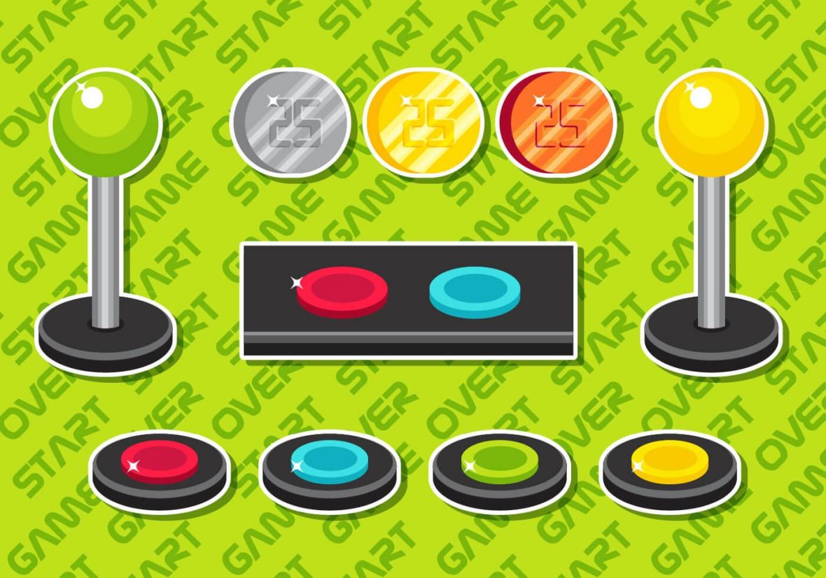 1180x826 Arcade Button Vector Elements Set B