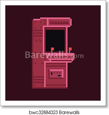 Retro Pixel Art Bit Arcade Cabinet Machine Vector, Art Print 362x382 Retro Pixel Art Bit Arcade Cabinet Machine Vector, Art Print