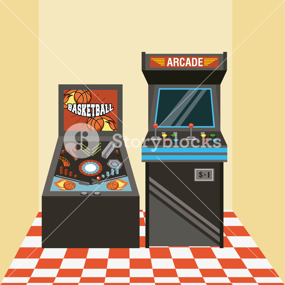 Classic Arcade Video Game Machines Vector Illustration Royalty 1000x1000 Classic Arcade Video Game Machines Vector Illustration Royalty