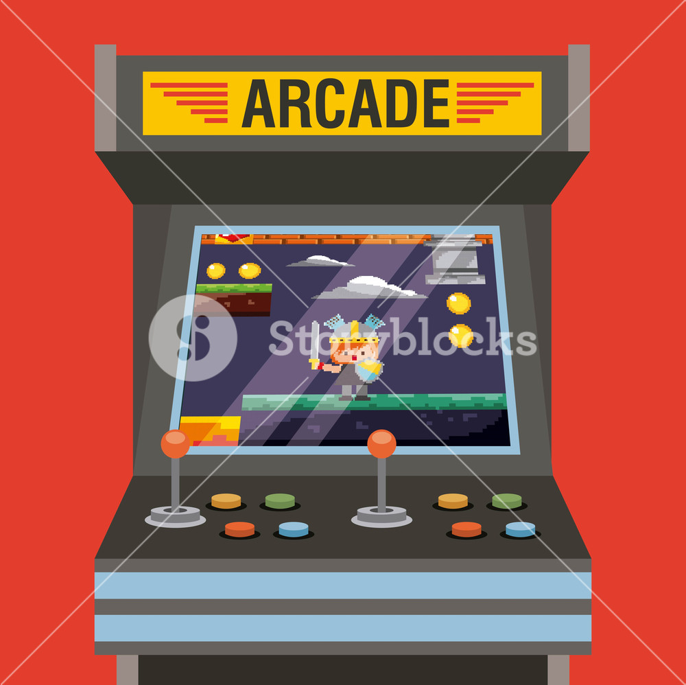 Arcade Video Game Machine With Level Knight Medieval On Screen 1000x998 Arcade Video Game Machine With Level Knight Medieval On Screen