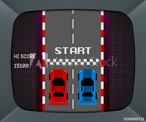 Arcade Machine Screen With Retro Video Game, Vector Background 500x417 Arcade Machine Screen With Retro Video Game, Vector Background