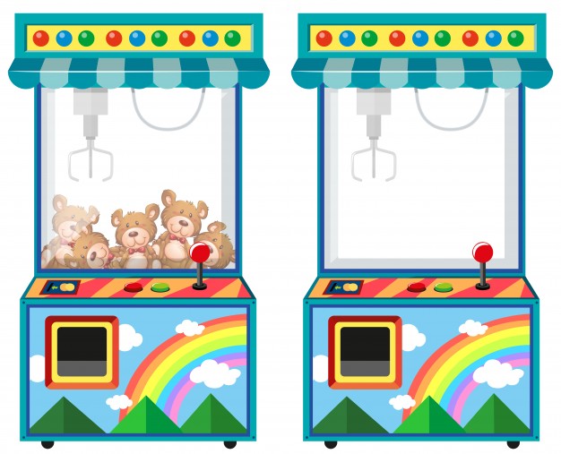 626x507 Arcade Game Machine With Dolls Illustration Vector Free Download