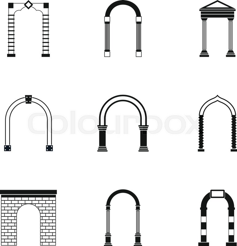 771x800 Arch Icons Set Simple Illustration Of Stock Vector Colourbox