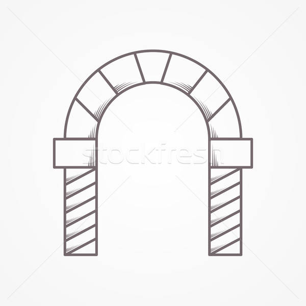 600x600 Flat Line Vector Icon For Round Arch Vector Illustration