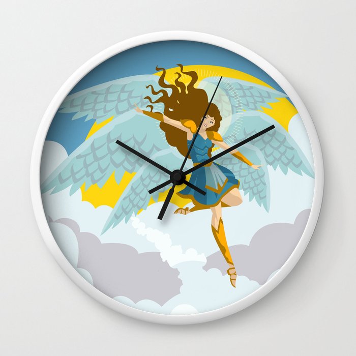 700x700 Woman Angel Flying Archangel Vector Art Wall Clock