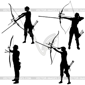 300x300 Set Silhouette Attractive Female And Male Archer