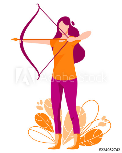 400x500 Woman Shoots From The Bow Archer Vector Illustration
