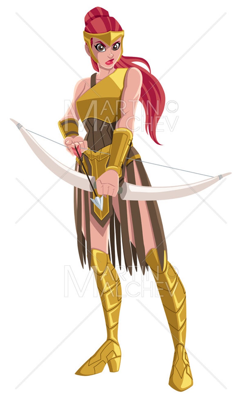 794x1311 Amazon Archer Vector Illustration Warrior Soldier Etsy
