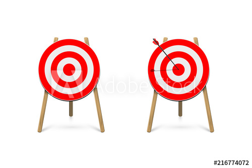 500x334 Red Archery Target Stands With Arrow Vector Design Element