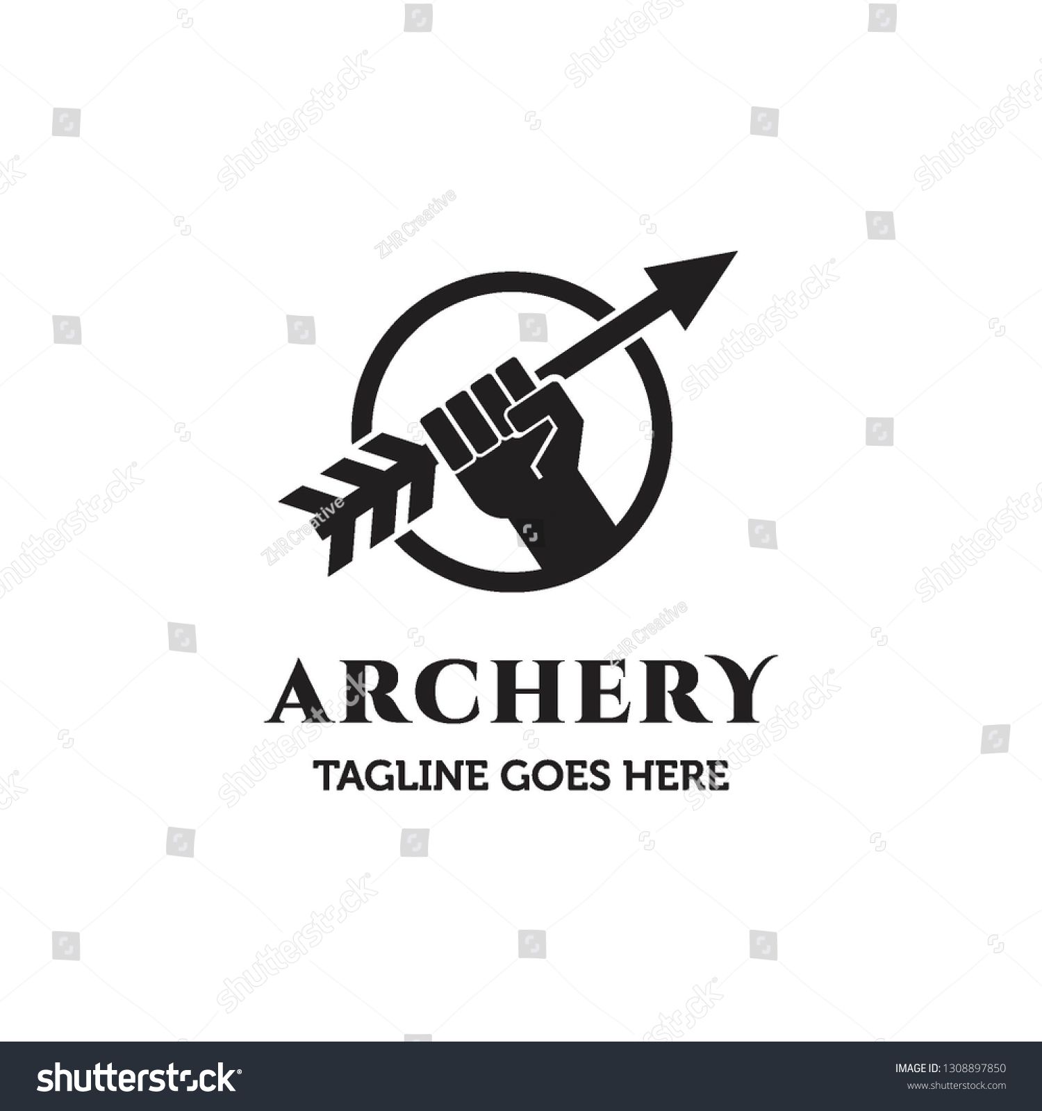 1500x1600 Flat Black Hand Hold Arrow Archery Logo Icon Vector Template