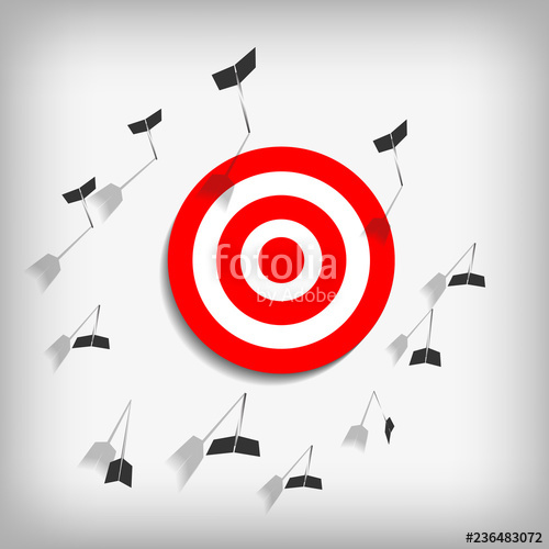 500x500 Vector Arrows With Miss Archery Target On Gray Background Stock