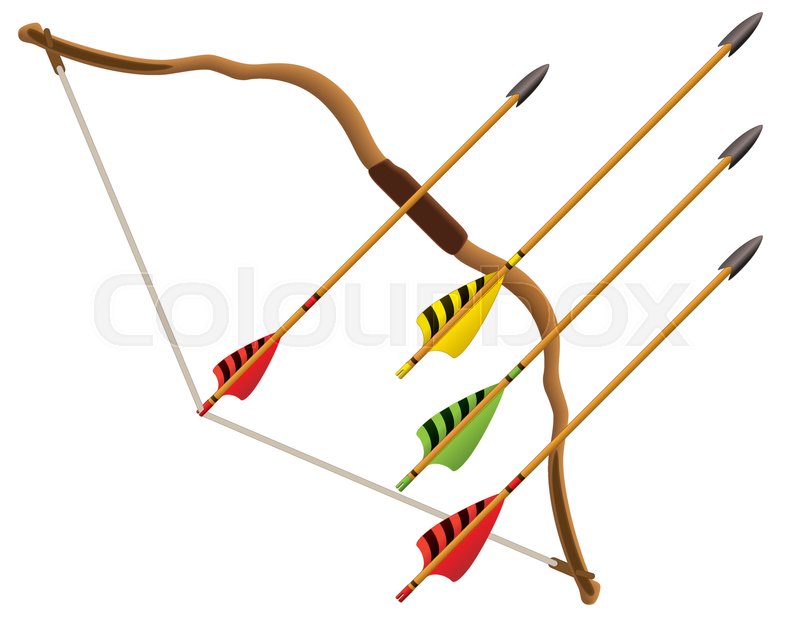 800x618 Archery Bow And Set Of Four Arrows Stock Vector Colourbox