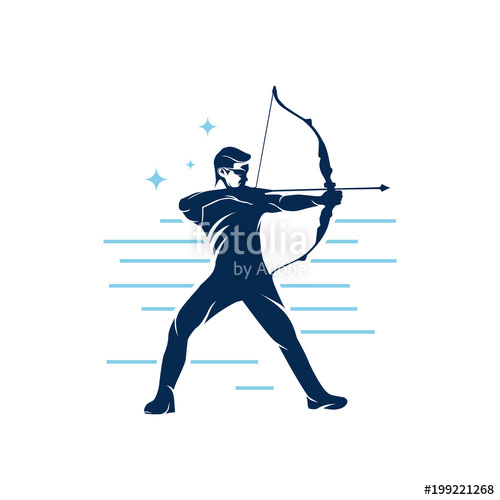 500x500 Man Archery Vector, Archer Logo Template, Background