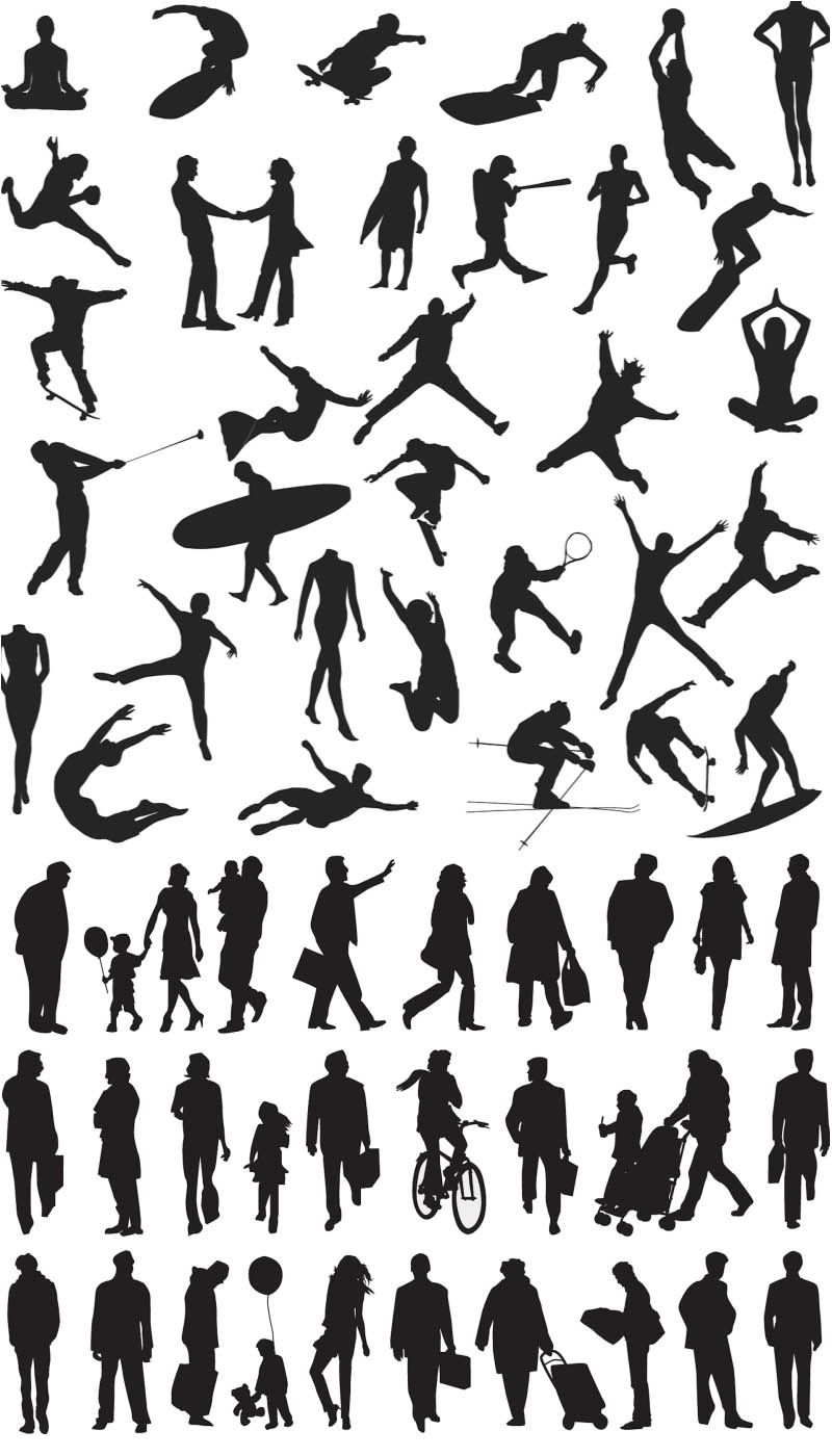 800x1400 People Silhouette Templates Vector Architectural Resources