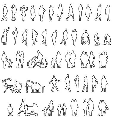 380x400 Sketched People Silhouettes Vector Cutout People Architecture
