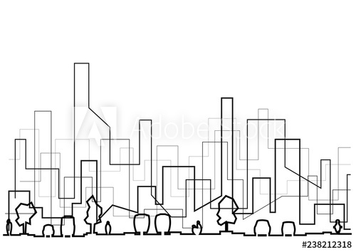 500x354 Linear Architectural Panoramic Sketch Abstract Street Section