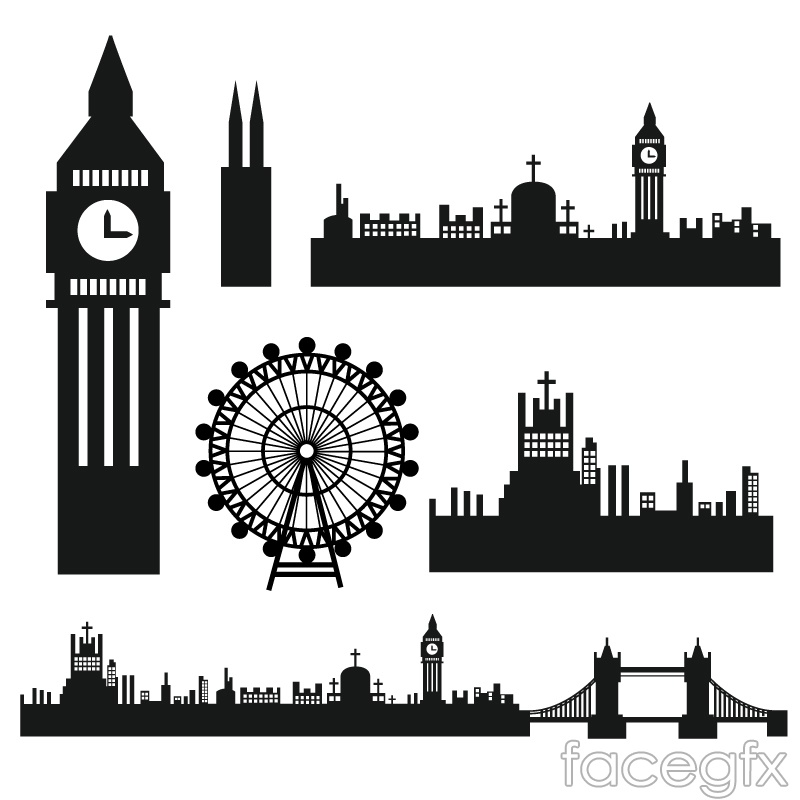 800x800 London's Famous Architectural Silhouettes Vector Over