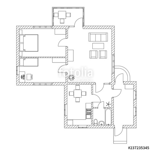 500x500 House Interior Black And White Floor Plan Of A Modern Apartment