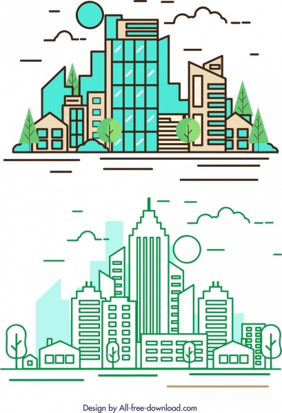 City Background Modern Architecture Icon Colored Flat Sketch Free 409x600 City Background Modern Architecture Icon Colored Flat Sketch Free