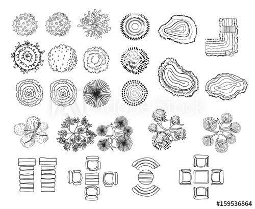 500x410 Set Of Tree Top Symbols, For Architectural Or Landscape Design