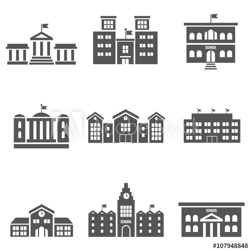 500x500 School Building Vector Icons