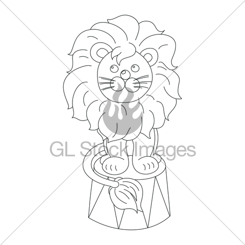 500x500 Lion Sitting In A Circus Arena Vector Outline Gl Stock Images