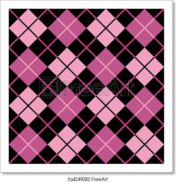 561x581 Free Art Print Of Argyle Pattern In Black And Pink Seamless