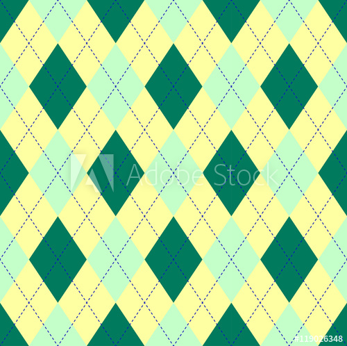500x498 Seamless Argyle Pattern In Dark Green, Pale Yellow Pale Green