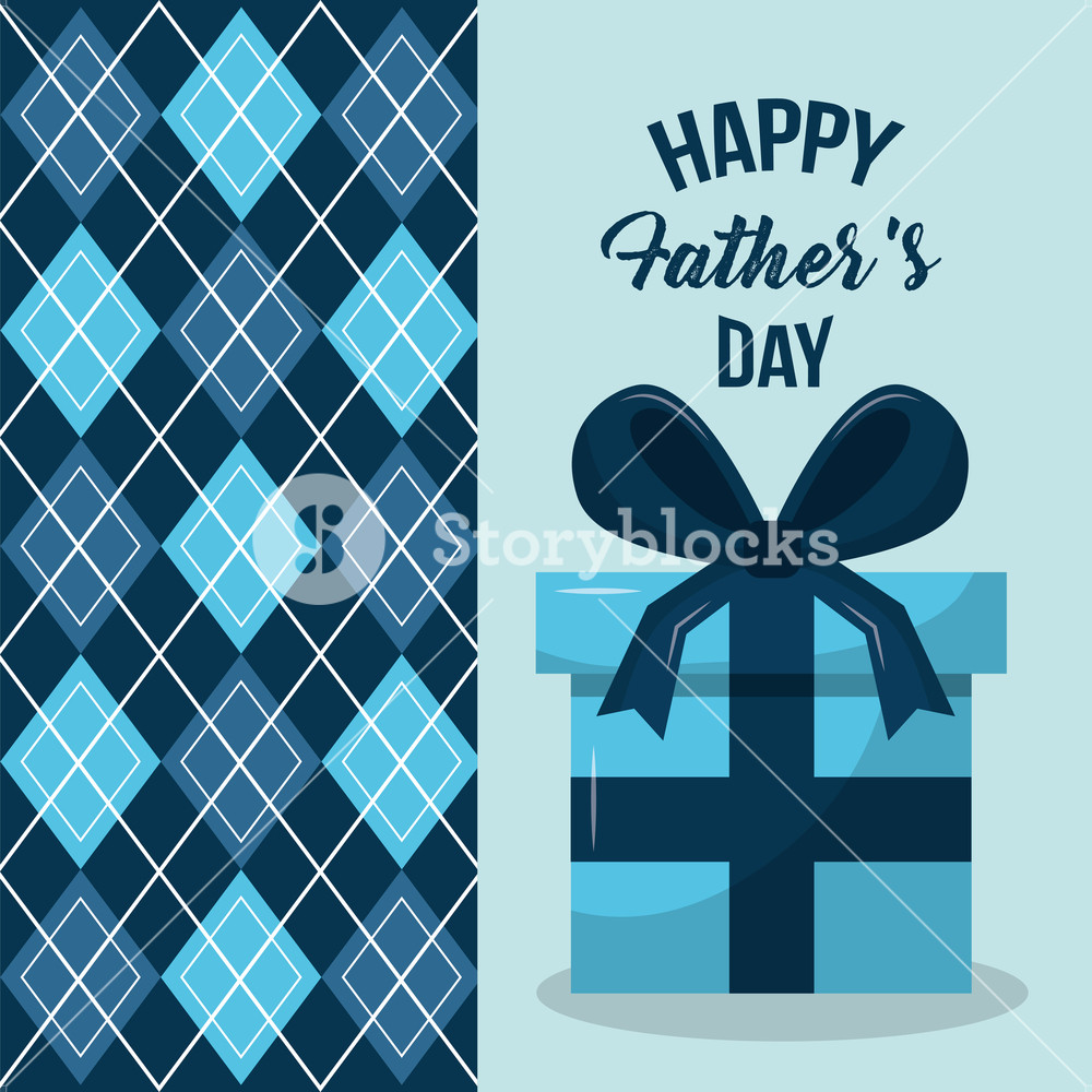 1000x1000 Happy Fathers Day Wrapped Box Gift Argyle Pattern Vector
