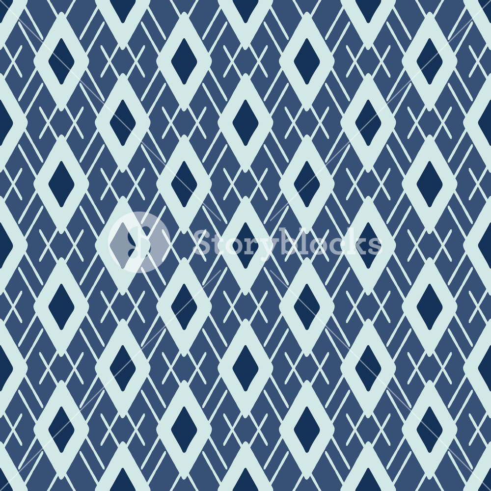 1000x1000 Argyle Pattern Japanese Style Seamless Vector Hand Drawn Indigo