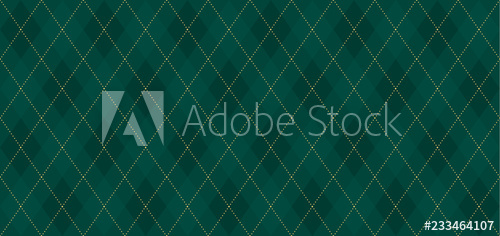 500x236 Argyle Vector Pattern Dark Green With Thin Slim Golden Dotted