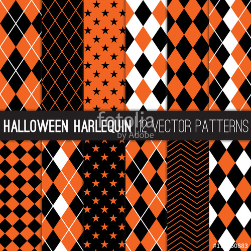 Halloween Harlequin Vector Patterns In Orange And Black Argyle 500x500 Halloween Harlequin Vector Patterns In Orange And Black Argyle