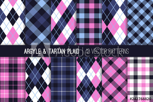 Navy, Indigo, Blue And Pink Argyle And Tartan Plaid Seamless 500x334 Navy, Indigo, Blue And Pink Argyle And Tartan Plaid Seamless