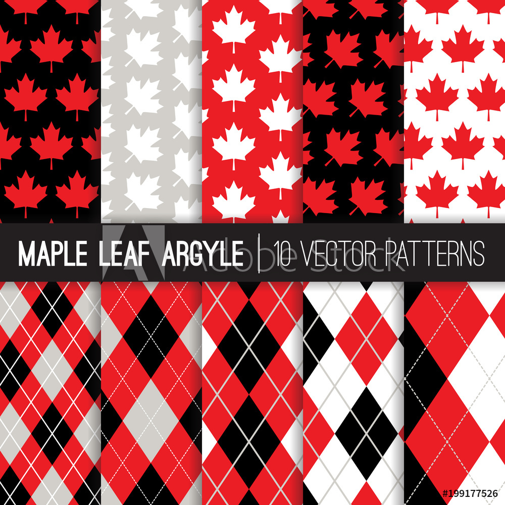 1000x1000 Photo Art Print Canadian Vector Patterns In Maple Leaf