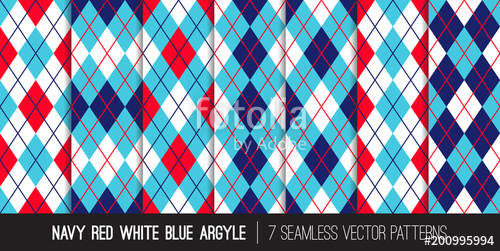 Argyle Seamless Vector Patterns In Navy, Red, White And Blue 500x251 Argyle Seamless Vector Patterns In Navy, Red, White And Blue