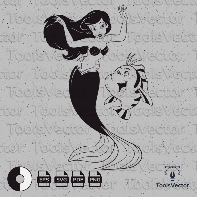 794x794 Ariel Ariel Vector Mermaid Mermaid Vector Etsy