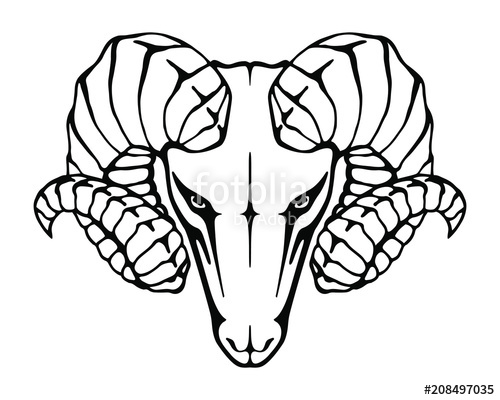 500x400 Abstract Black Symbol Argali Sign Head Ram Isolated On White