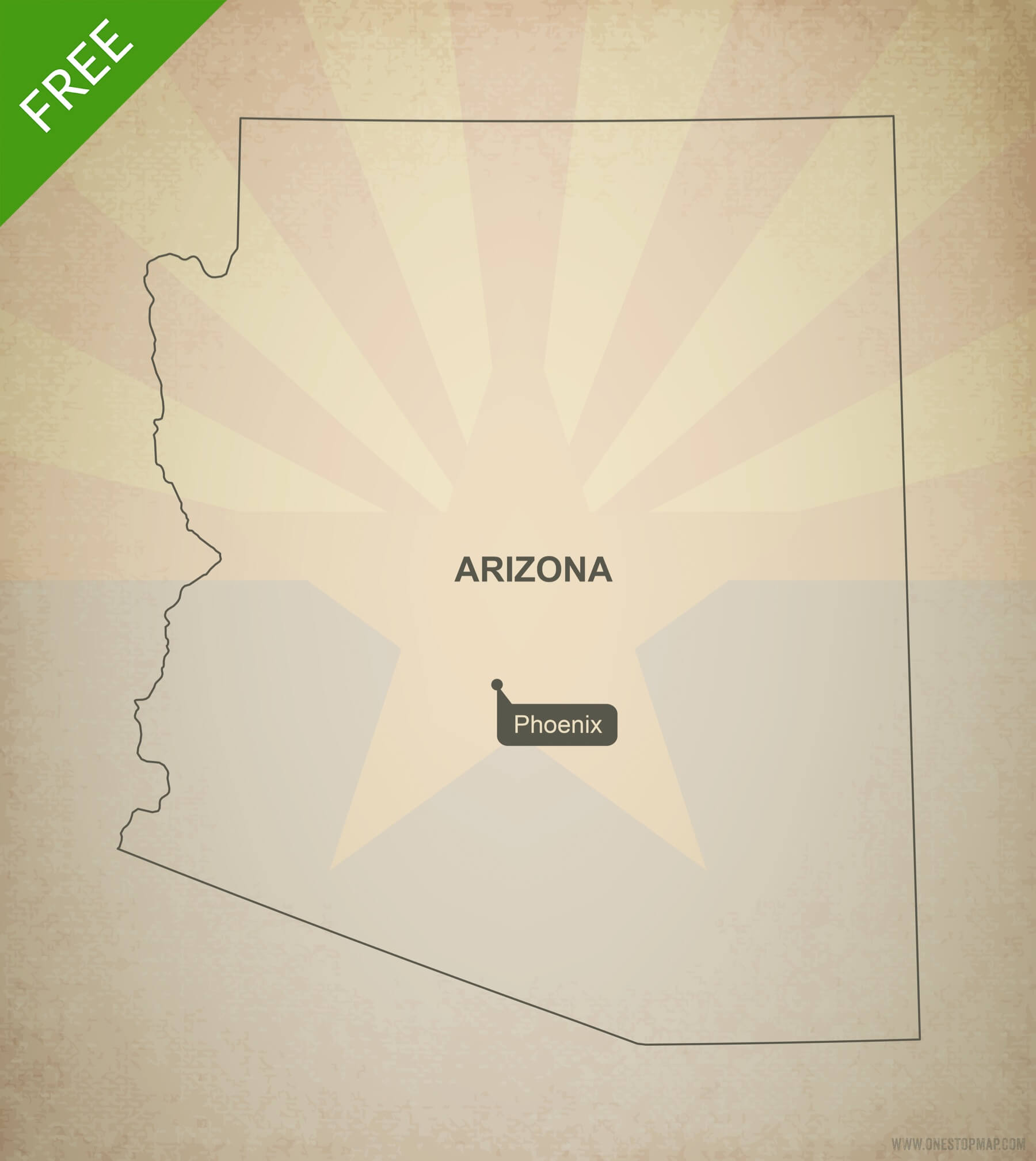 1800x2017 Free Vector Map Of Arizona Outline One Stop Map
