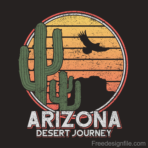 500x500 Arizona Desert Logo For T Shirt Design Vector Free Download