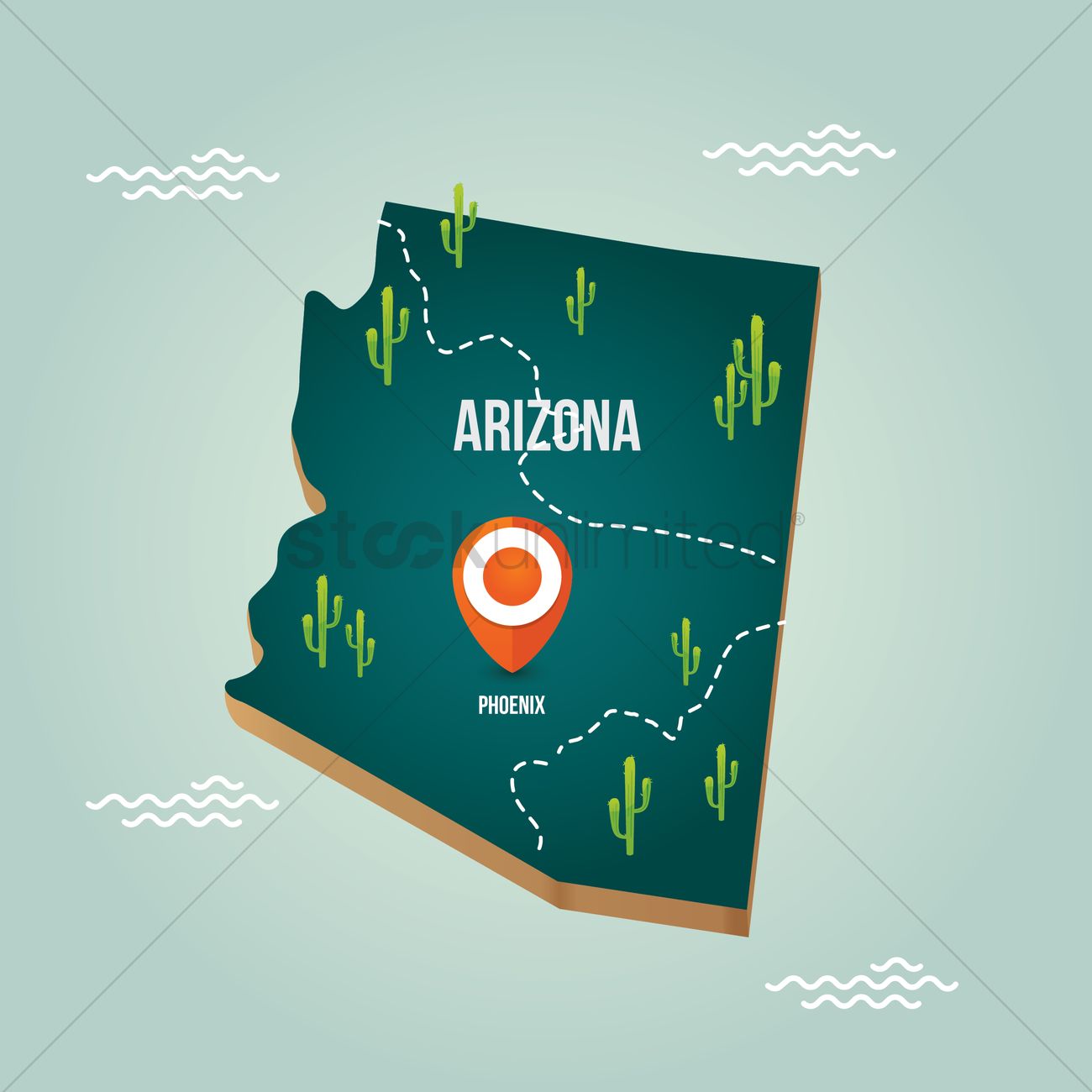 1300x1300 Arizona Map With Capital City Vector Image