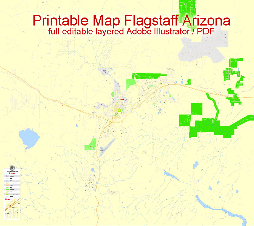 Flagstaff Printable Map, Arizona, Us, Exact Vector Map Street G View 858x762 Flagstaff Printable Map, Arizona, Us, Exact Vector Map Street G View